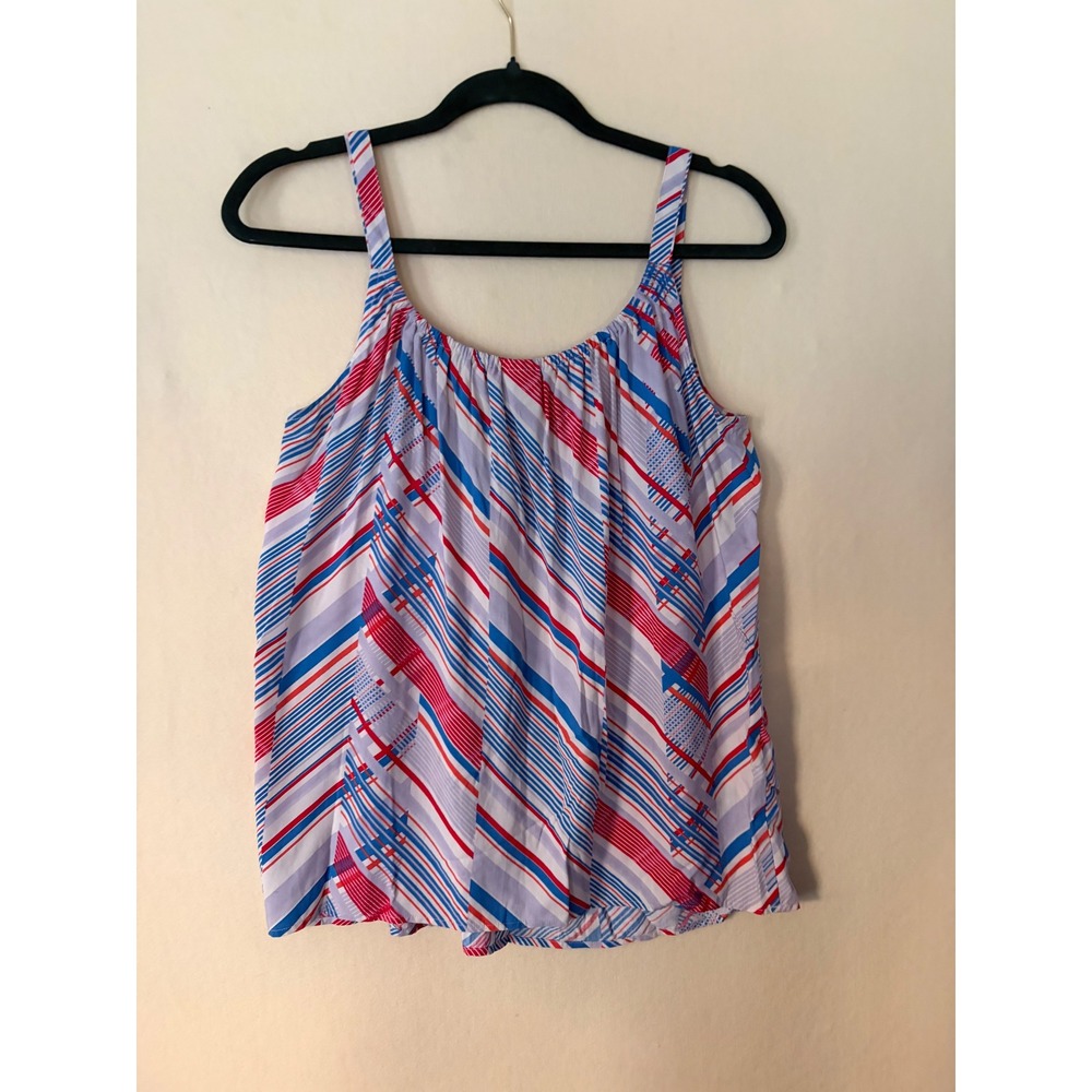 summer Cabi Red Blue White Striped Tassel Tie Camisole Tank Top Small